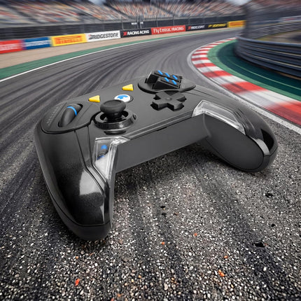 GHOST GEAR Wireless Racing Controller for Nintendo Switch 2 & Switch & PC (Windows 10+), Dual Pressurized Pedals, Precision Rotational Steering Wheel, Custom Button Mapping, Interchangeable Magnetic Faceplates (Black/White)