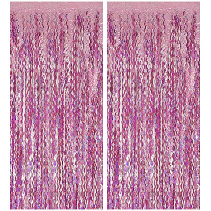 Tinsel Foil Fringe Curtains Wavy Backdrop for Parties Sparkle Metallic Wavy Foil Fringe Backdrop Curtain for Party Decorations Photo Booth Props for Birthday Graduation Wedding