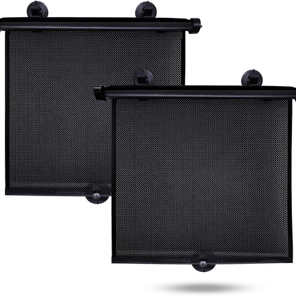 EcoNour Car Side Window Sun Shade (2 Pack) | Retractable Roller Sunshade for Kids | Baby Car Window Shades for UV and Sun Glare Protection | Baby Travel Accessories (15"x17")