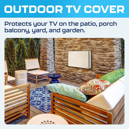 Garnetics Outdoor TV Cover 24 Inch – Waterproof, Weatherproof TV Enclosures with Smart Shield Screen Protectors, Ideal for Outdoor Use, Moving, and Storage - Beige
