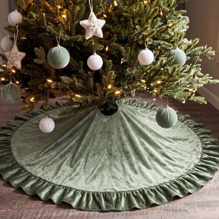 Falda de árbol de Navidad de terciopelo, 48 Inches, estilo moño, verde salvia