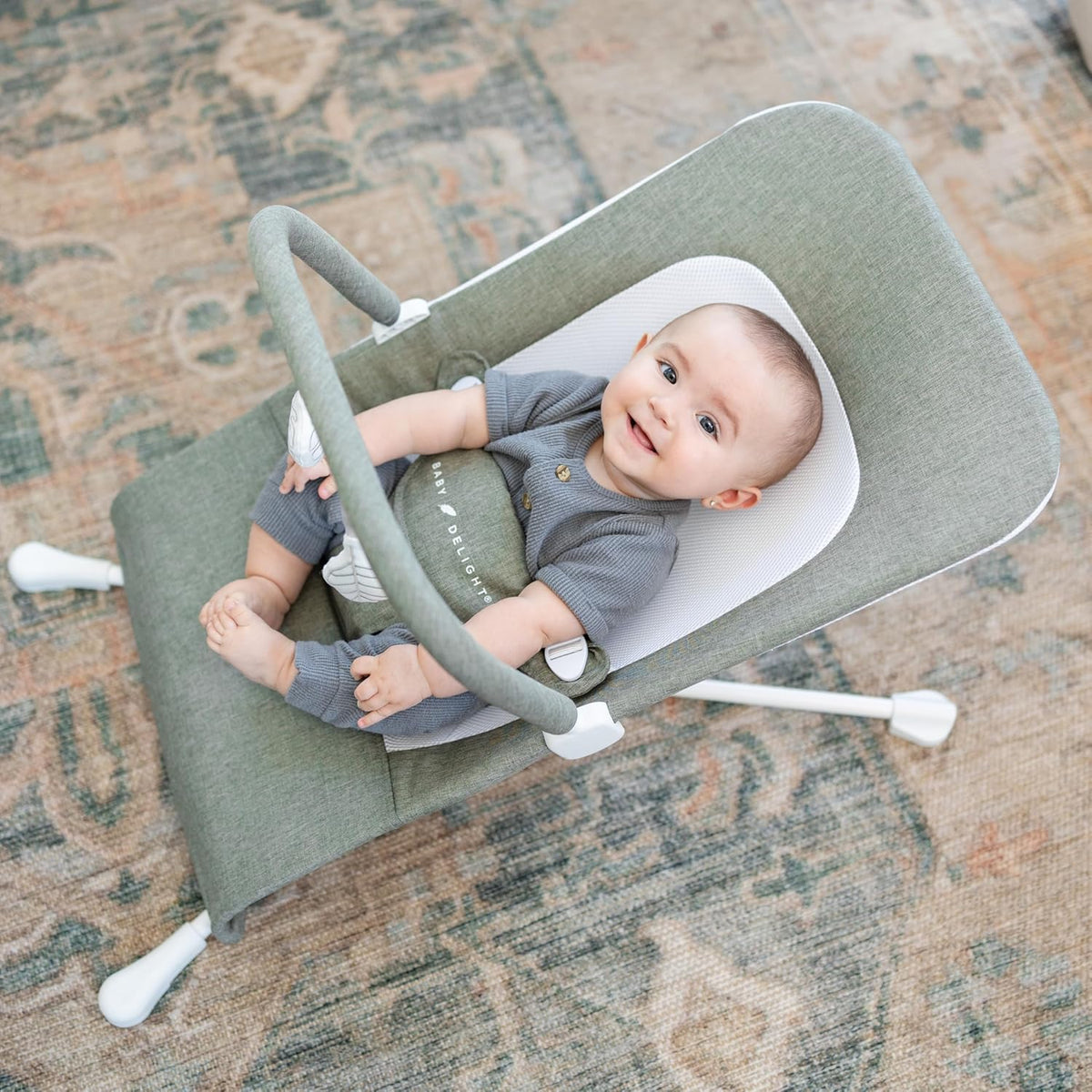 Baby Bouncer | Infant 0-6 Months | 3-Position Recline | Sage Tweed - photo 3