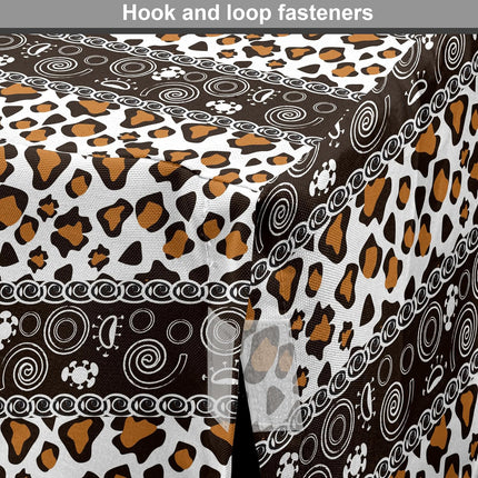 Ambesonne African Dog Crate Cover, Traditional Borders Cheetah Skin with Abstract Spirals and Circles, Easy to Use Pet Kennel Cover for Cats & Medium Dogs, 24 Inch, Pale Coffee Brown White