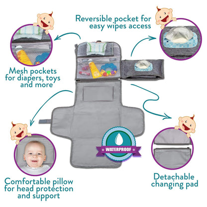 Grey Portable Baby Diaper Changing Pad Travel Kit - photo 2