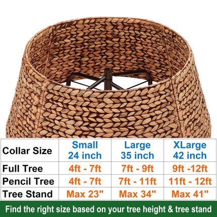 Rattan Christmas Tree Collar, Brown Wash, 24 inch