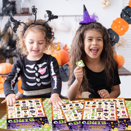 Halloween Games - Halloween Bingo for Kids | Halloween Party Favors - 24 Players Halloween Toys Gifts Party Supplies | Halloween Crafts Accessories Activities for Family