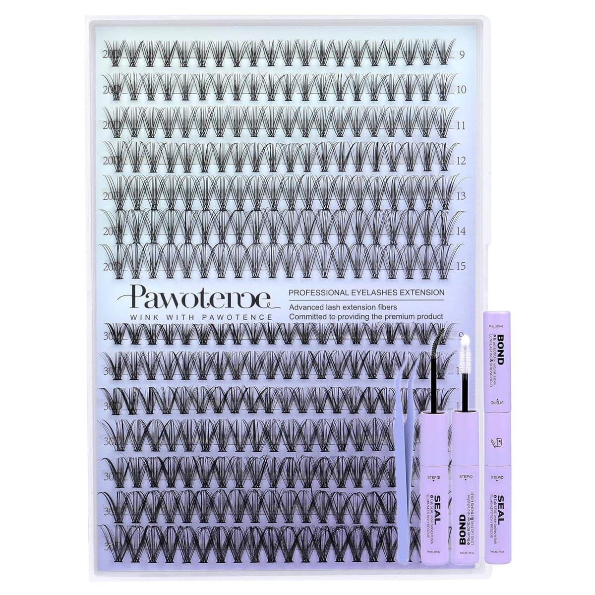 Lash Extension Kit DIY 280pcs Individual Lash Clusters Kit 20D&30D Natural 9-15mm Cluster Eyelash Extensions Kit with