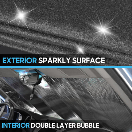 AS-2511 Front Windshield Shade-Accordion Folding Auto Sunshade for Car Truck SUV-Blocks UV Rays Sun Visor Protector-Keeps Your Vehicle Cool-57 x 27 Inch, Black Glitter