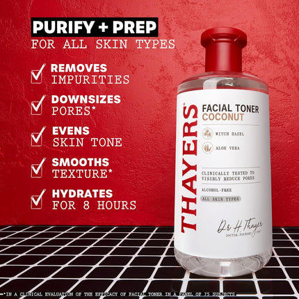 THAYERS Alcohol-Free, Hydrating Coconut Water Witch Hazel Facial Toner with Aloe Vera Formula, Vegan, Dermatologist Tested and Recommended, 12 Oz (Packaging May Vary)