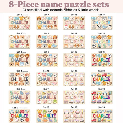 Personalized Name Puzzle for Toddlers 1-3, Custom Wooden Name Puzzle Gift for Baby Girls Boys, Personalized Baby Shower & First Birthday Gift, Montessori Learning Toy, CPC Certified (Animal Puzzle)