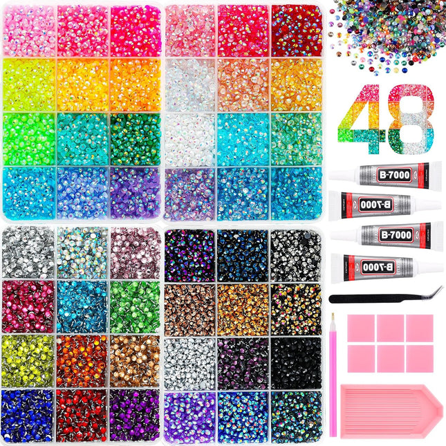 32000Pcs Resin Flatback Rhinestones for Bedazzling Kit with 4 Pcs B7000