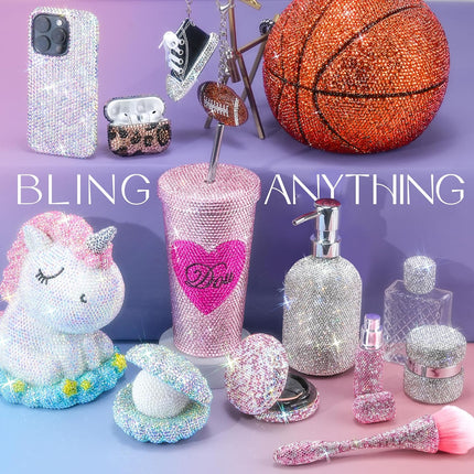 35000 Pcs Resin Jelly Rhinestones Kit, 24 Colors 3mm Flatback Rhinestones with 4 Pcs B7000 Jewelry Glue & Tools, All-in-One Bedazzling Kit for DIY Arts & Crafts Gifts