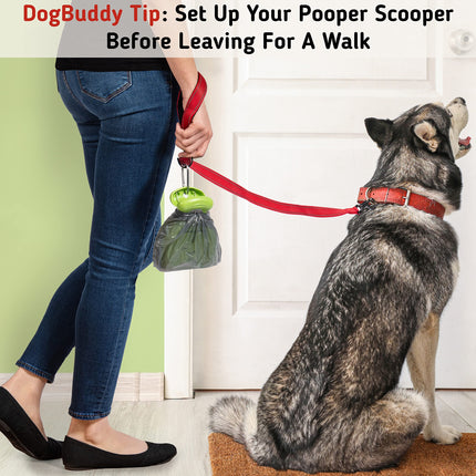 Recogedor de excrementos portátil para perros, con adaptador para bolsas, clip para correa y bolsas incluidas (Medium, Kiwi)