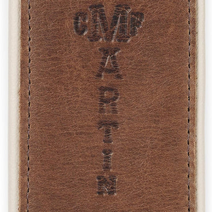 MARTIN Brown & Antique White Heritage Leather Guitar Strap – Premium Two-Tone Rolled Leather | Made in USA | 3 1/8" Wide, Adjustable 38"–54"