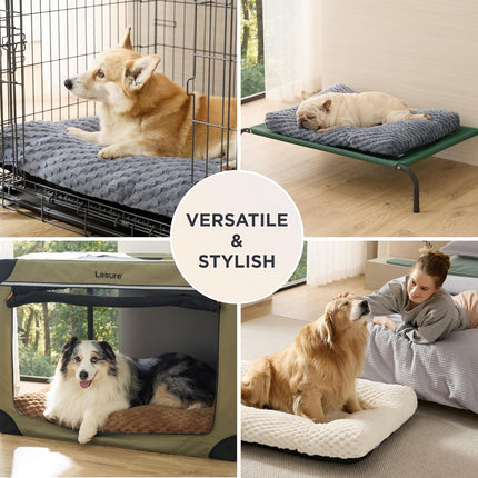 Bedsure Washable Dog Bed for Crate Large Sized Dog, Soft Fluffy Bubble Fleece Pet Bed Mat for Deep Sleep, Non-Slip and Machine Washable Kennel Sleeping Pad for Crate/Floor/Car, 35"x23"x3.5", Grey