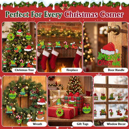 36 Pcs Christmas Ornaments for Tree, Hanging Wooden Christmas Decorations