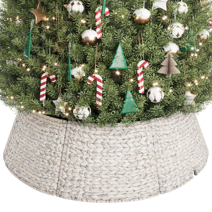 28 Inch Woven Rattan Christmas Tree Collar, 5-Piece Xmas Tree Skirt