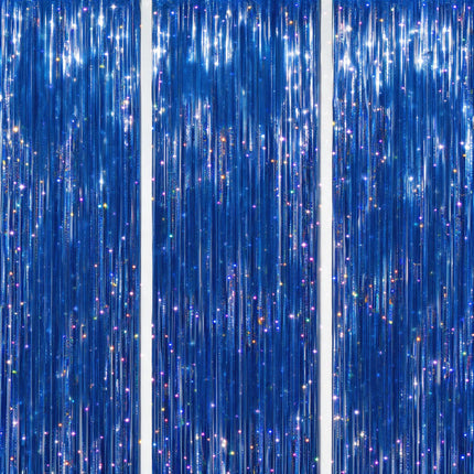 3 Pack Foil Fringe Backdrop - Purple Shiny Tinsel Curtains for Party Decoration/Photo Booth Props - 3.3x8.2 FT Metallic Foil Backdrop for Birthday, Wedding, Graduation, Christmas.