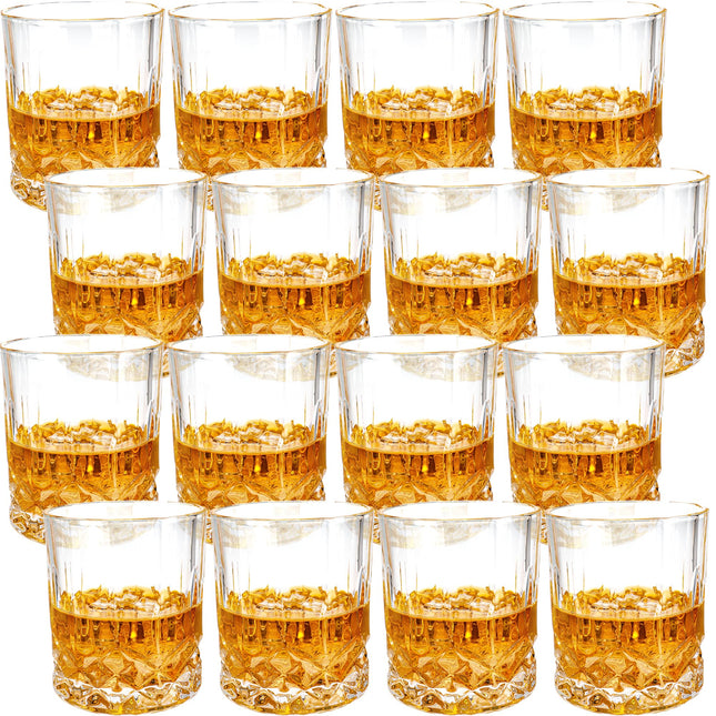 16 vasos de whiskey de 10 oz, vasos rocks, vasos old fashioned, vasos de bar transparentes para licor, cócteles, whiskey, beber, regalos para hombres, padre, cumpleaños, Acción de Gracias