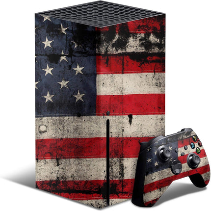 Design Skinz American Distressed Flag Panel Full-Body Cover Wrap Vinyl Decal Skin Kit Compatible with The New Microsoft Xbox Series X + Controller