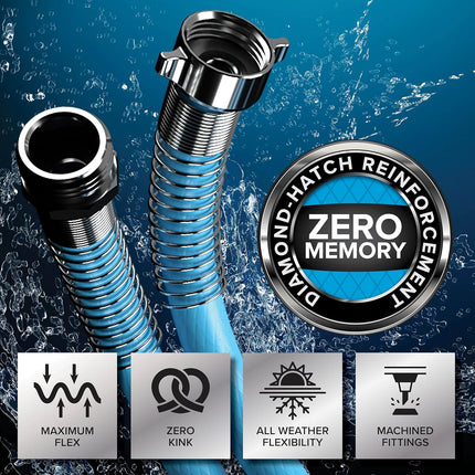 Camco EVOFlex 25-Ft RV Drinking Water Hose - Features Extra Flexible Design w/Stainless Steel Strain Relief Ends - Lead-Free, BPA-Free and Phthalate-Free - 5/8” Inside Diameter (22591)
