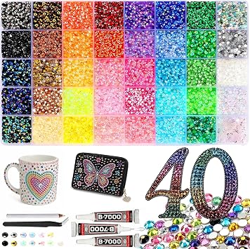 40-Color Flatback Rhinestone Bedazzling Kit, 35,000 Pieces