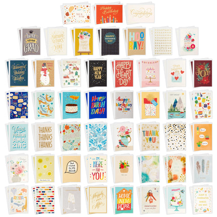 Bulk All Occasion Cards, 100-Pack with Organizer (Triangles, Teal) - photo 3