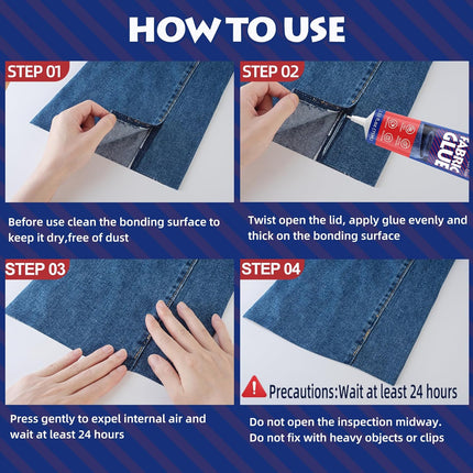 YAFLC Fabric Glue Permanent, Fabric Glue for Patch, Clear Fabrics Adhesive for Clothing Permanent Washable for All Cotton, Denim, Flannel, Polyester 75 ml