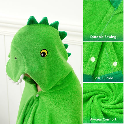 Dinosaur Hooded Towel for Kids Soft 100% Cotton Bath Beach Towel 30" x 50" for Kids 3-8 Years Toddler Pool Poncho with Hood Absorbent Swim Wrap for Boys Girls