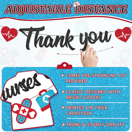 Pre-strung Nurses Week Decorations 2026 Thank You Happy Nurses Week Banner Certified Nursing Home week Decorations Supplies