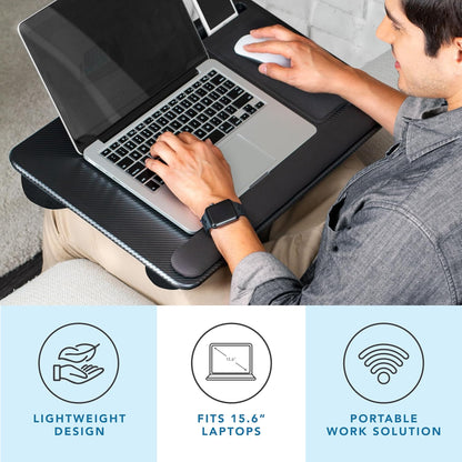 Home Office Pro Lap Desk with Wrist Rest, Mouse Pad, and Phone Holder - Black Carbon - photo 2