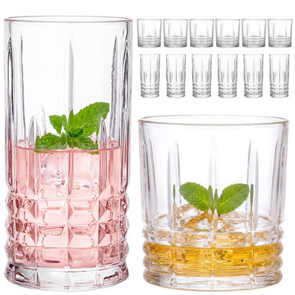 Crystal Cocktail Glasses Drinking Glasses Set of 12 Glass Cups