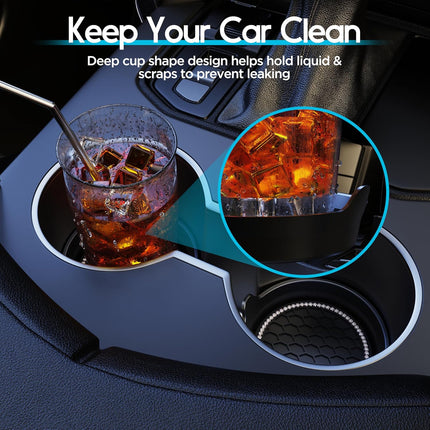 Amooca Car Cup Coaster Universal Non-Slip Cup Holders Bling Crystal Rhinestone Car Interior Accessories 2 Pack Black