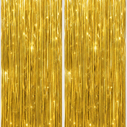 2 Pack Foil Fringe Backdrop - Red&Black Shiny Tinsel Curtains for Party Decoration/Photo Booth Props - 3.3x6.6 FT Metallic Foil Backdrop for Birthday, Wedding, Graduation, Christmas.