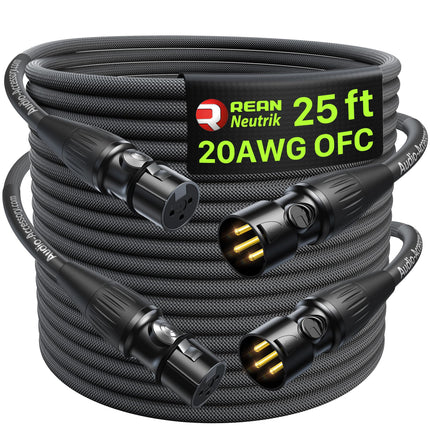 XLR Cables 10ft, Neutrik REAN Connectors, Dual Shielded
