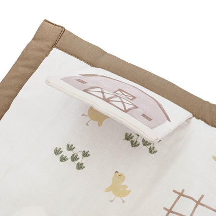 Crane Baby Charlie Farmhouse Activity Travel Mat for Baby, Portable Baby Play Mat, 12" x 12", Barnyard Nursery Decor, Tractors & Barn Animals, Foldable Floor Playmat for Tummy Time, Crawling & Travel