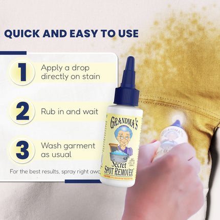Spray quitamanchas para ropa - sin cloro, blanqueador ni toxinas - removedor de manchas de tela elimina aceite, pintura, sangre y manchas de mascotas - combo de 16 oz y 2 oz, DuoPack