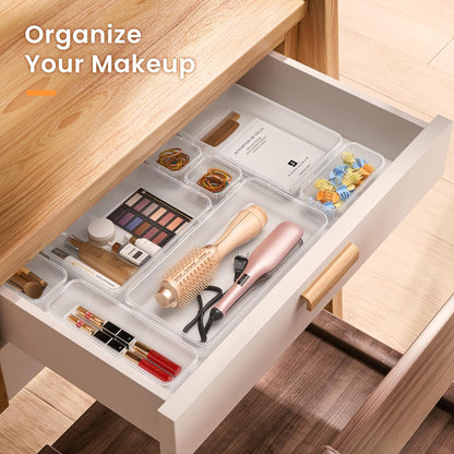 Clear 5-Size Drawer Organizer for Makeup, Bathroom, Desk and Tool Trays - photo 4