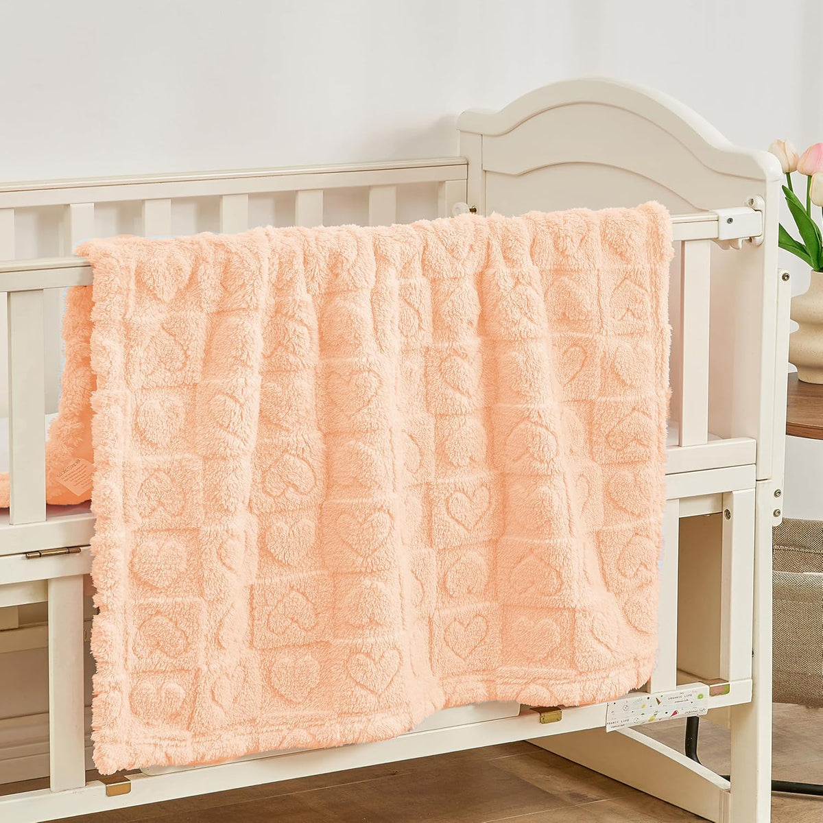Fleece Baby Blanket Heart Checkered, Ultra Soft Cozy Baby Blankets for Girls Boys, Fluffy Infant Toddler - photo 5