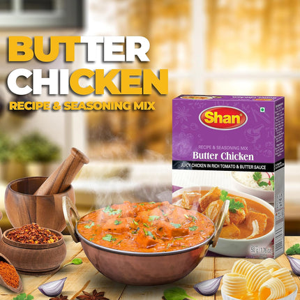 Shan - Butter Chicken Seasoning Mix (50g) - Spice Packets for Butter Chicken Masala (Pack of 3)