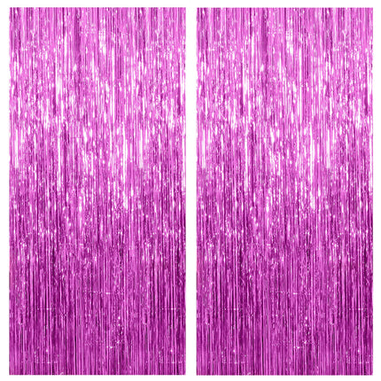 2 Pack Silver Foil Curtain Party Streamers Metallic Tinsel Foil Fringe Photo Booth Backdrop for Birthday Wedding Engagement Baby Shower Bachelorette Christmas Holiday Celebration Party Decorations