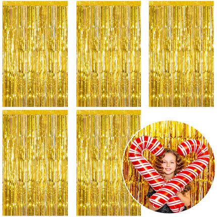 2 Pack Silver Foil Curtain Party Streamers Metallic Tinsel Foil Fringe Photo Booth Backdrop for Birthday Wedding Engagement Baby Shower Bachelorette Christmas Holiday Celebration Party Decorations