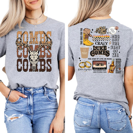 Luke Country Music Fan Shirt, Combs Bullhead Two Side T-Shirt, Cowgirl Style Shirt, Concert Outfit