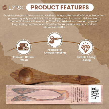 Musical Wooden Spoons – 9" Handcrafted Rosewood Folk Percussion Instrument for Irish Celtic Rhythm, Hand Percussion, Acoustic Jam, Live Music & Unique Gifts