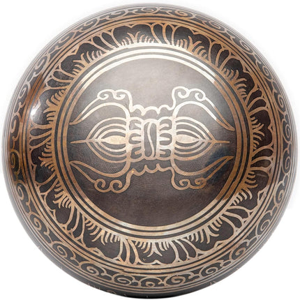 Premium Tibetan Singing Bowl Set – Handmade in Nepal Sound & Meditation Bowl – Spiritual Decor for Yoga, Wellness Spaces & Relaxation by Himalayan Bazaar (Brown & Red)