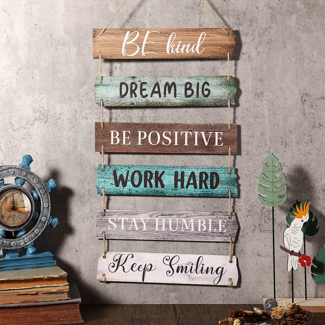 6 Pcs Positive Quotes Wall Hanging Plaque Sign, estilo retro