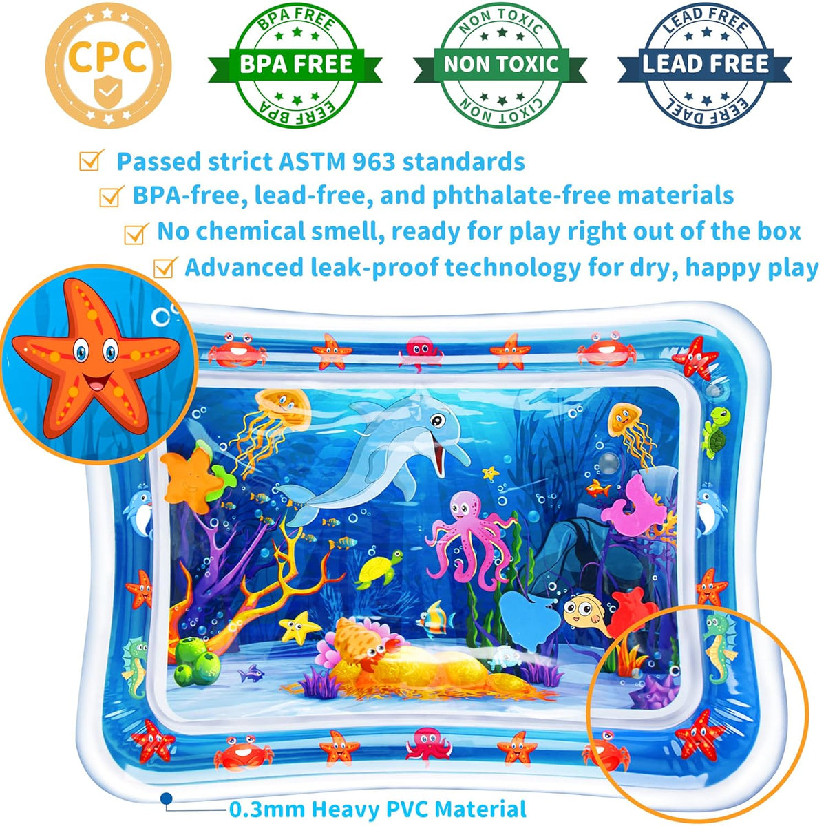 Tummy Time Water Mat丨Inflatable Tummy Time Water Play Mat for Babies, Infants and Toddlers 3 to 24 - photo 5