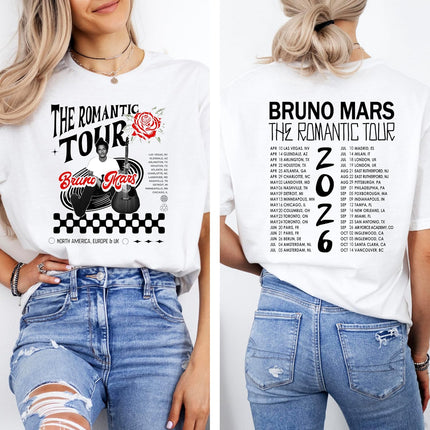 Romantic Tour 2026 Concert Shirt, Music Fan T-Shirt, Bruno Merch Front and Back Tee Ivory