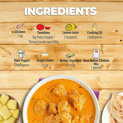 Shan - Butter Chicken Seasoning Mix (50g) - Spice Packets for Butter Chicken Masala (Pack of 3)