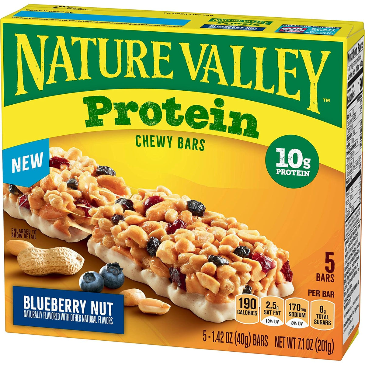Protein Granola Bars, Blueberry Nut, Chewy Snack Bars, 5 Bars, 7.1 OZ